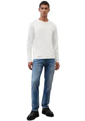 Marc O'Polo Shirt (GOTS) mit dezentem Logo-Print vorne Creme/Weiß