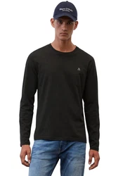 Marc O'Polo Shirt (GOTS) mit dezentem Logo-Print vorne Schwarz/Rot/Blau