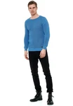 Rusty Neal Strickpullover mit Rundhalsausschnitt Hellblau/Blau