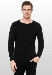 Rusty Neal Strickpullover mit Rundhalsausschnitt Schwarz/Dunkelblau/Hellblau
