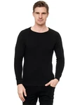 Rusty Neal Strickpullover mit Rundhalsausschnitt Schwarz/Dunkelblau/Hellblau