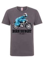 LOGOSHIRT T-Shirt Sesamstraße - Krümelmonster Motorrad Bordeaux/Dunkelrot/Dunkelgrau