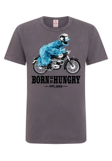 LOGOSHIRT T-Shirt Sesamstraße - Krümelmonster Motorrad Bordeaux/Dunkelrot/Dunkelgrau