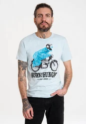 LOGOSHIRT T-Shirt Sesamstraße - Krümelmonster Motorrad Hellblau