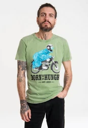 LOGOSHIRT T-Shirt Sesamstraße - Krümelmonster Motorrad Dunkelgrün/Neonfarben/Grün/Hellgrün