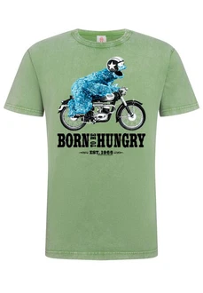 LOGOSHIRT T-Shirt Sesamstraße - Krümelmonster Motorrad Dunkelgrün/Neonfarben/Grün/Hellgrün