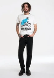 LOGOSHIRT T-Shirt Sesamstraße Krümelmonster Motorrad Bordeaux/Dunkelrot/Hellblau