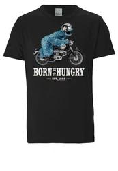 LOGOSHIRT T-Shirt Sesamstraße Krümelmonster Motorrad Bordeaux/Hellblau/Braun/Dunkelblau/Schwarz
