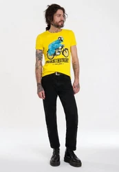 LOGOSHIRT T-Shirt Sesamstraße Krümelmonster Motorrad Gelb