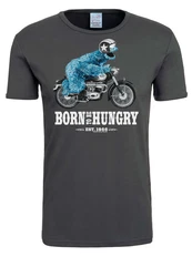 LOGOSHIRT T-Shirt Sesamstraße Krümelmonster Motorrad Dunkelgrau/Bordeaux/Grau/Dunkelblau