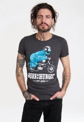 LOGOSHIRT T-Shirt Sesamstraße Krümelmonster Motorrad Dunkelgrau/Bordeaux/Grau/Dunkelblau
