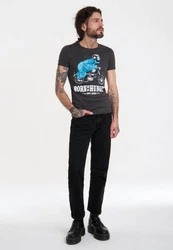 LOGOSHIRT T-Shirt Sesamstraße Krümelmonster Motorrad Dunkelgrau/Bordeaux/Grau/Dunkelblau