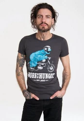 LOGOSHIRT T-Shirt Sesamstraße Krümelmonster Motorrad Dunkelgrau/Bordeaux/Grau/Dunkelblau