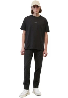 Marc O'Polo DENIM T-Shirt mit Labeling vorne mittig Schwarz/Grün/Dunkelgrau