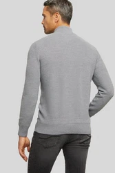 bugatti Strickjacke mit Stehkragen Grau/Hellgrau