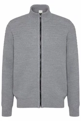 bugatti Strickjacke mit Stehkragen Grau/Hellgrau