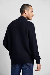 bugatti Strickjacke mit Stehkragen Dunkelblau/Hellblau