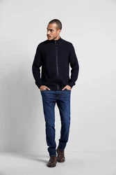 bugatti Strickjacke mit Stehkragen Dunkelblau/Hellblau