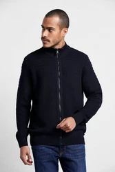bugatti Strickjacke mit Stehkragen Dunkelblau/Hellblau