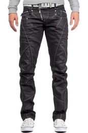 5-Pocket-Jeans Hose BA-C0812 (1-tlg) in Schwarz Glnzend mit weien Nhten