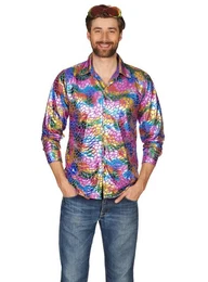T-Shirt Glnzendes Multicolor-Hemd Mehrfarbig glnzendes Hemd mit floralem Muster