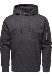 Amaci&Sons Herren Cargo-Style Pullover Sweatshirt Hoodie Sweater Camouflage 4003 Dunkelgrau/Dunkelblau/Grau
