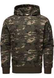 Amaci&Sons Herren Cargo-Style Pullover Sweatshirt Hoodie Sweater Camouflage 4003 Dunkelgrün