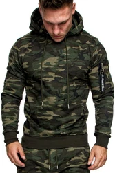 Amaci&Sons Herren Cargo-Style Pullover Sweatshirt Hoodie Sweater Camouflage 4003 Dunkelgrün