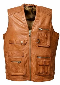 Zimmert Leather Lederweste Nilo Braun/Beige