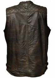 Zimmert Leather Lederweste Nilo Dunkelbraun/Braun/Dunkelgrün/Beige