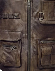 Zimmert Leather Lederweste Nilo Dunkelbraun/Braun/Dunkelgrün/Beige