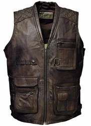 Zimmert Leather Lederweste Nilo Dunkelbraun/Braun/Dunkelgrün/Beige