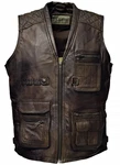 Zimmert Leather Lederweste Nilo Dunkelbraun/Braun/Dunkelgrün/Beige