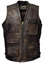 Zimmert Leather Lederweste Nilo Dunkelbraun/Braun/Dunkelgrün/Beige