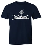 MoonWorks Print-Shirt Herren Party T-Shirt Unterhopft Bier Fun-Shirt Dunkelblau/Hellblau/Gelb/Blau