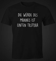 MoonWorks Print-Shirt Spruch Die Würde des Mannes ist unten Rot/Lila/Schwarz/Weiß