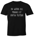 MoonWorks Print-Shirt Spruch Die Würde des Mannes ist unten Rot/Lila/Schwarz/Weiß