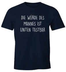 MoonWorks Print-Shirt Spruch Die Würde des Mannes ist unten Blau/Dunkelblau