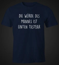 MoonWorks Print-Shirt Spruch Die Würde des Mannes ist unten Blau/Dunkelblau