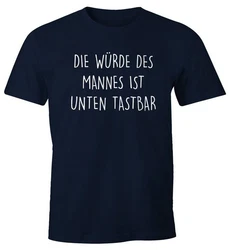 MoonWorks Print-Shirt Spruch Die Würde des Mannes ist unten Blau/Dunkelblau
