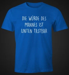 MoonWorks Print-Shirt Spruch Die Würde des Mannes ist unten Blau