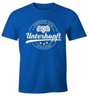 MoonWorks Print-Shirt Chronisch Unterhopft Total Herren T-Shirt Since Ever Fun-Shirt Dunkelblau/Blau/Hellblau