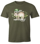 MoonWorks Print-Shirt Herren T-Shirt Faultier Sloth Fun-Shirt Grau/Dunkelgrün/Khaki/Grün