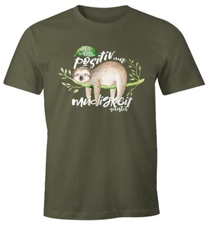 MoonWorks Print-Shirt Herren T-Shirt Faultier Sloth Fun-Shirt Grau/Dunkelgrün/Khaki/Grün MoonWorks Print-Shirt Herren T-Shirt Faultier Sloth Fun-Shirt Grau/Dunkelgrün/Khaki/Grün