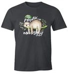 MoonWorks Print-Shirt Herren T-Shirt Faultier Sloth Fun-Shirt Grau