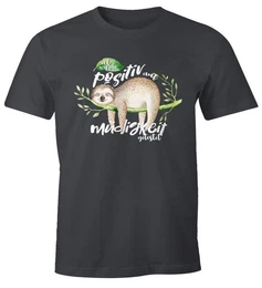 Print-Shirt Herren T-Shirt Faultier Ich wurde positiv auf Mdigkeit getestet Sloth Fun-Shirt lustig Faulenzer Langschlfer mit Print