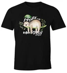 MoonWorks Print-Shirt Herren T-Shirt Faultier Sloth Fun-Shirt Grau/Hellblau/Braun