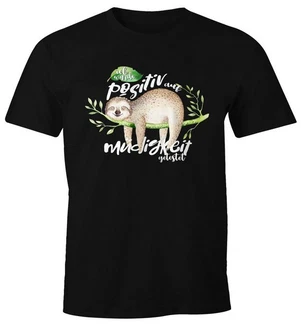 MoonWorks Print-Shirt Herren T-Shirt Faultier Sloth Fun-Shirt Grau/Hellblau/Braun MoonWorks Print-Shirt Herren T-Shirt Faultier Sloth Fun-Shirt Grau/Hellblau/Braun