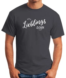 MoonWorks Print-Shirt Herren T-Shirt Lieblingssohn Grau/Braun/Rot/Dunkelgrau/Dunkelblau