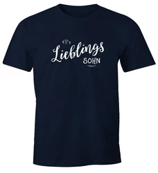 MoonWorks Print-Shirt Herren T-Shirt Lieblingssohn Dunkelblau/Lila/Blau